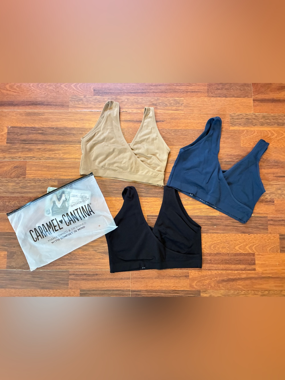 Women’s Breastfeeding Seamless V-Neck Bralette - Black, Navy, Tan